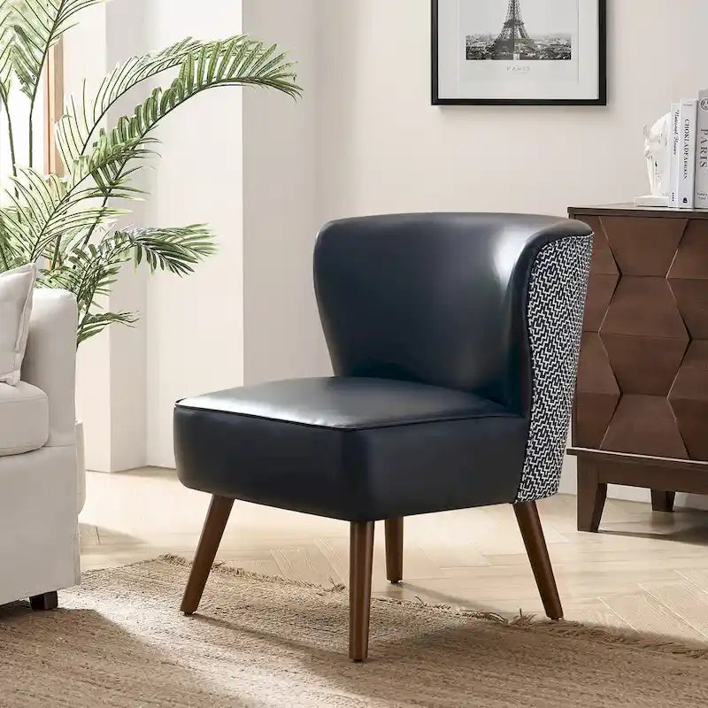 Fauteuil d'appoint Mid-Century Modern – Pieds effilés en bois massif, 4 couleurs