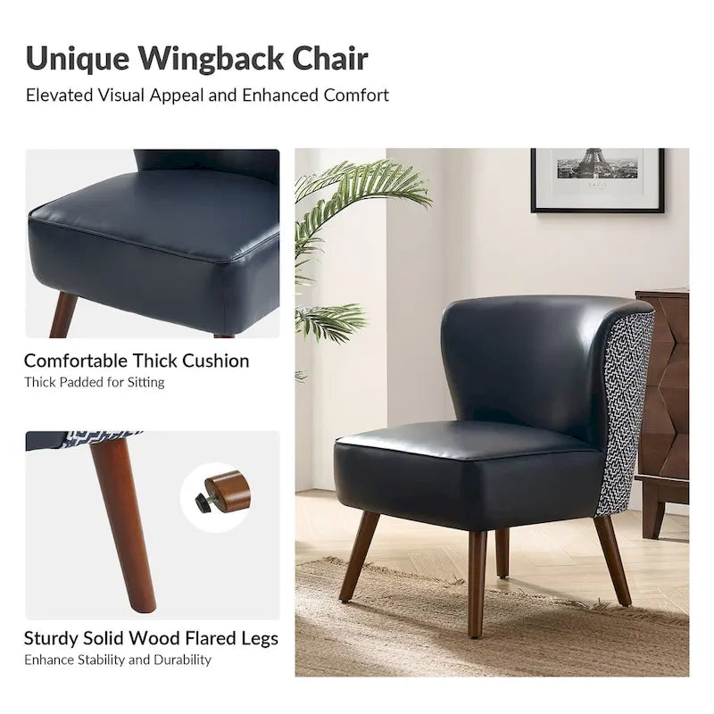 Fauteuil d'appoint Mid-Century Modern – Pieds effilés en bois massif, 4 couleurs