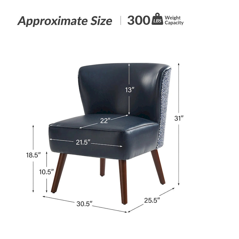 Fauteuil d'appoint Mid-Century Modern – Pieds effilés en bois massif, 4 couleurs