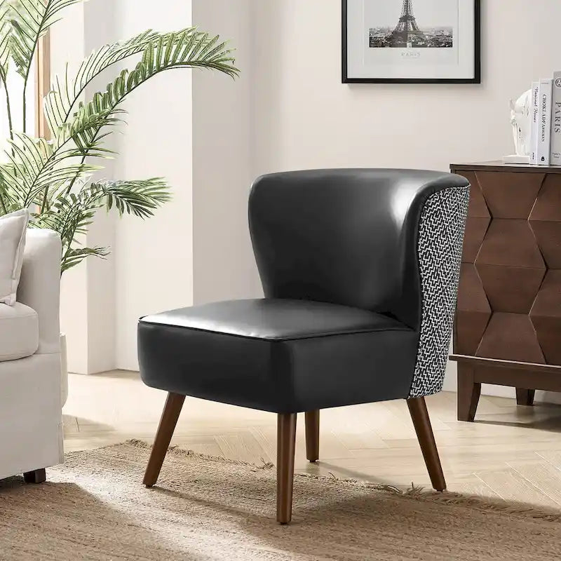 Fauteuil d'appoint Mid-Century Modern – Pieds effilés en bois massif, 4 couleurs