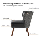 Fauteuil d'appoint Mid-Century Modern – Pieds effilés en bois massif, 4 couleurs