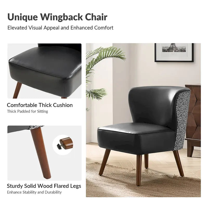 Fauteuil d'appoint Mid-Century Modern – Pieds effilés en bois massif, 4 couleurs