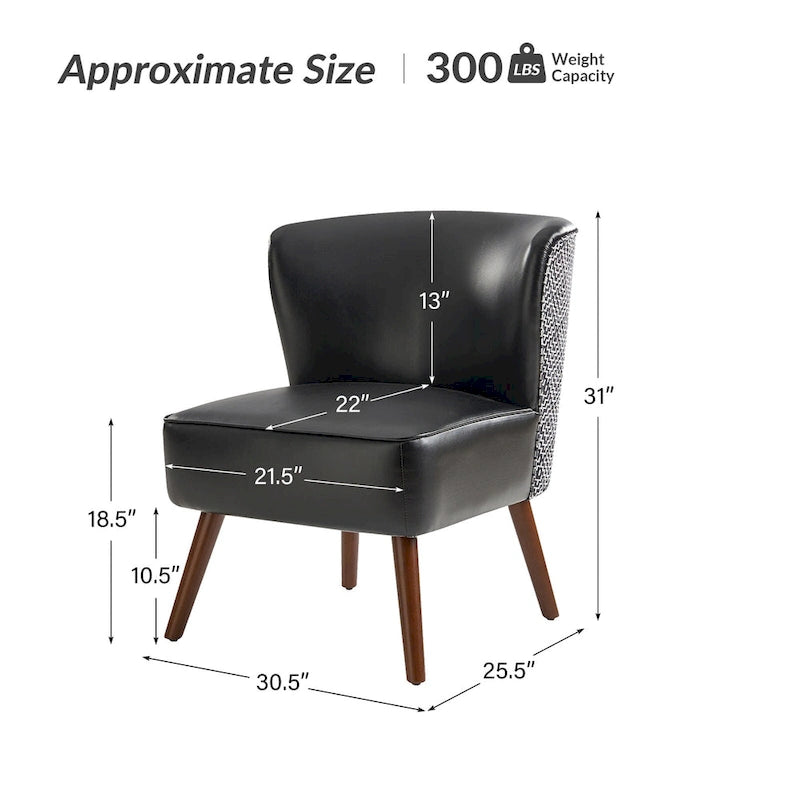 Fauteuil d'appoint Mid-Century Modern – Pieds effilés en bois massif, 4 couleurs