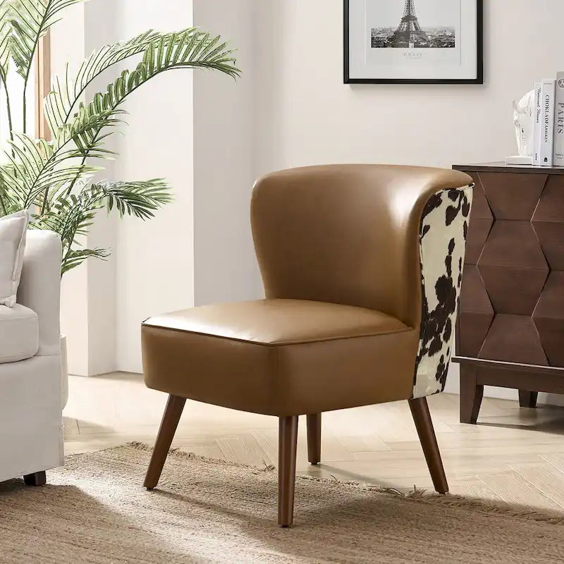 Fauteuil d'appoint Mid-Century Modern – Pieds effilés en bois massif, 4 couleurs