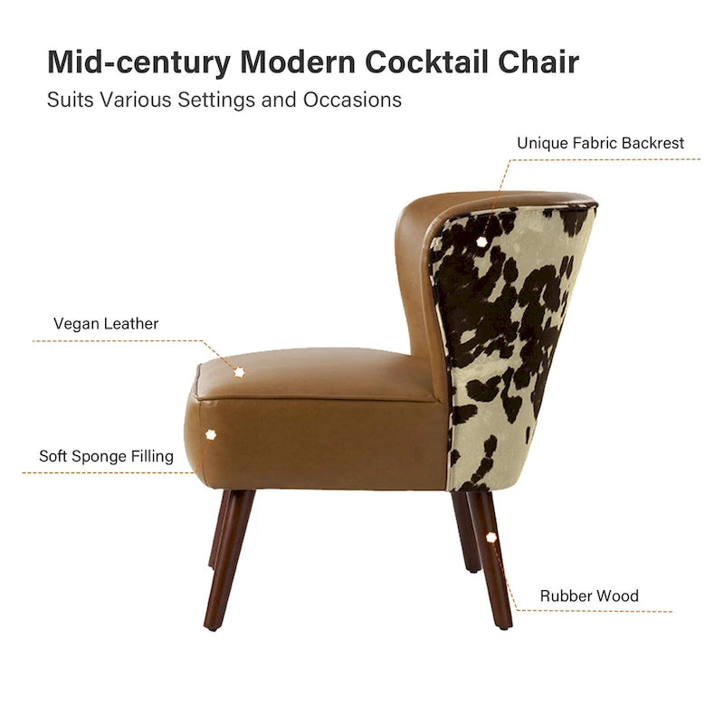 Fauteuil d'appoint Mid-Century Modern – Pieds effilés en bois massif, 4 couleurs