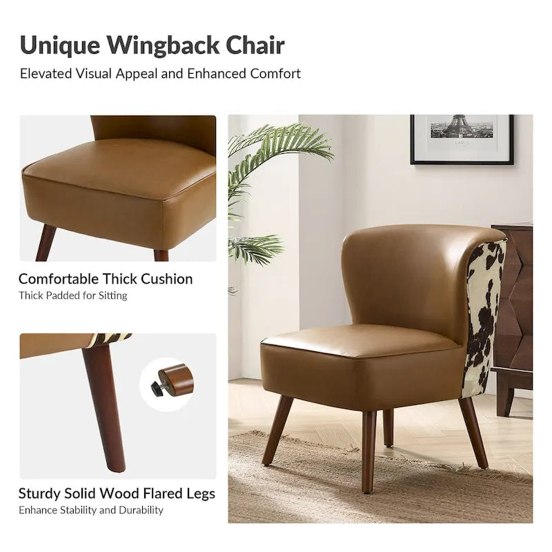 Fauteuil d'appoint Mid-Century Modern – Pieds effilés en bois massif, 4 couleurs