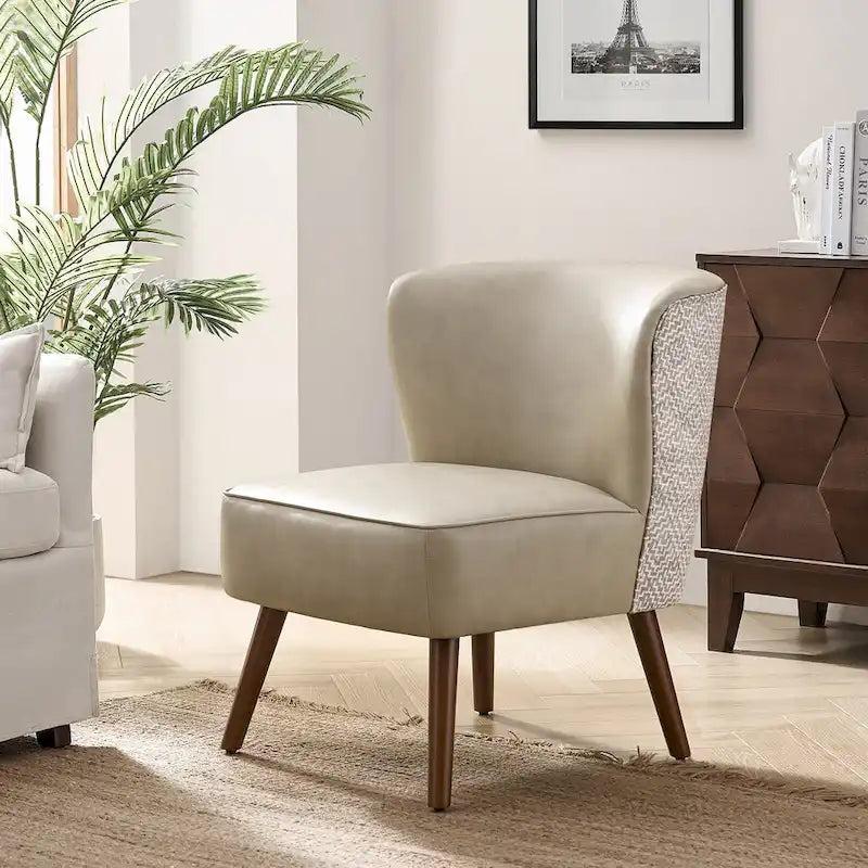 Fauteuil d'appoint Mid-Century Modern – Pieds effilés en bois massif, 4 couleurs