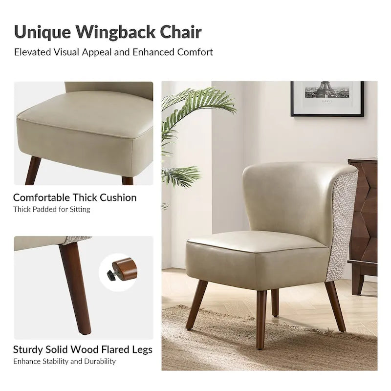 Fauteuil d'appoint Mid-Century Modern – Pieds effilés en bois massif, 4 couleurs