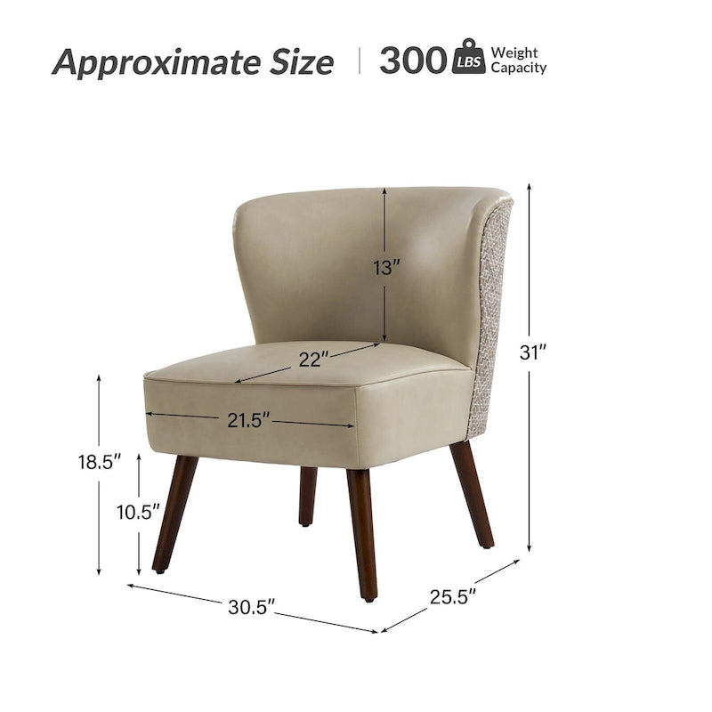 Fauteuil d'appoint Mid-Century Modern – Pieds effilés en bois massif, 4 couleurs
