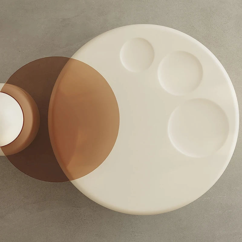 Table basse ronde moderne Nesting 42 blanc crème, 2 pièces pour le salon - 62