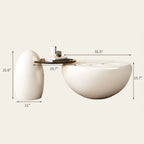 Table basse ronde moderne Nesting 42 blanc crème, 2 pièces pour le salon - 62