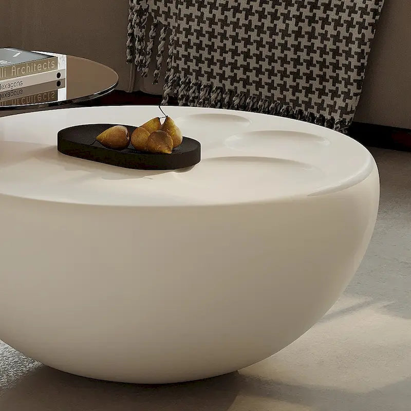 Table basse ronde moderne Nesting 42 blanc crème, 2 pièces pour le salon - 62