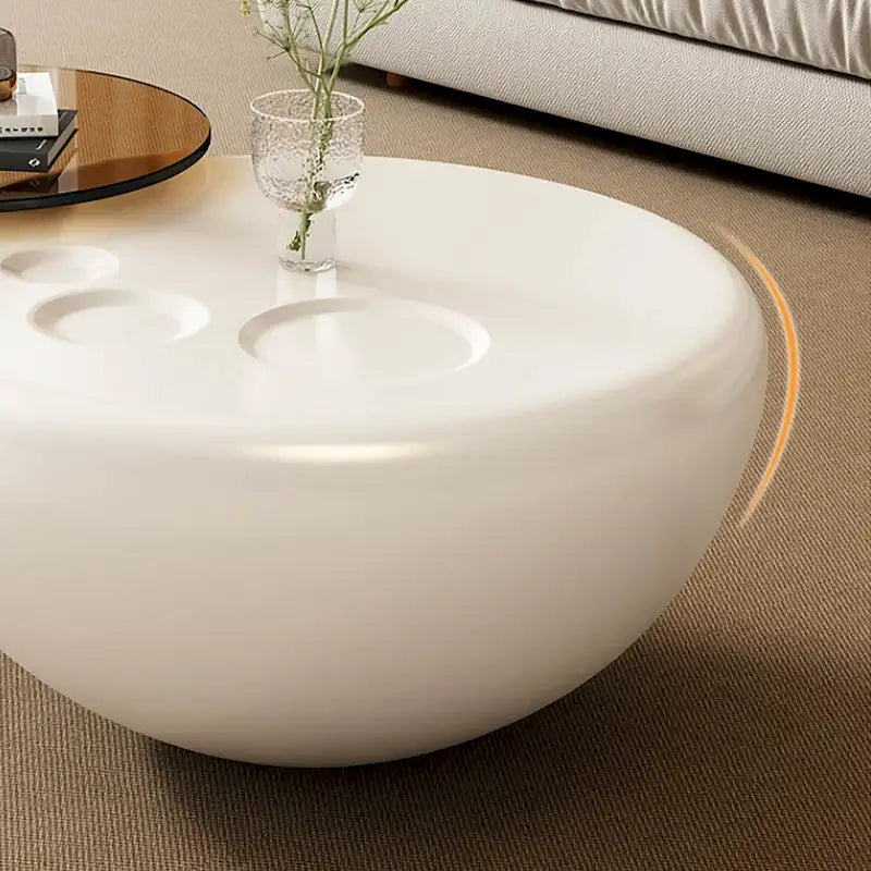 Table basse ronde moderne Nesting 42 blanc crème, 2 pièces pour le salon - 62