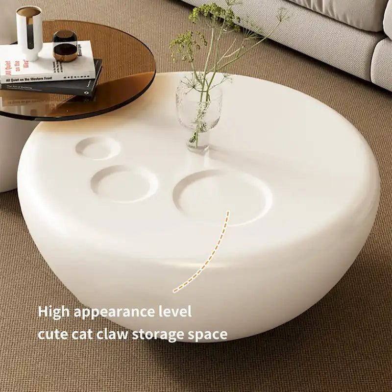 Table basse ronde moderne Nesting 42 blanc crème, 2 pièces pour le salon - 62