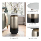 Table d'appoint moderne Sagebrook Home en marbre/métal blanc neutre et or - 16 x 16 x 23