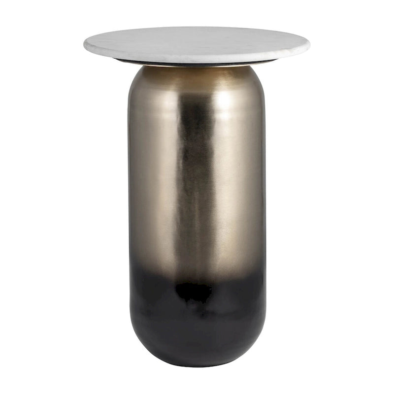 Table d'appoint moderne Sagebrook Home en marbre/métal blanc neutre et or - 16 x 16 x 23