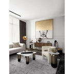 Table d'appoint moderne Sagebrook Home en marbre/métal blanc neutre et or - 16 x 16 x 23