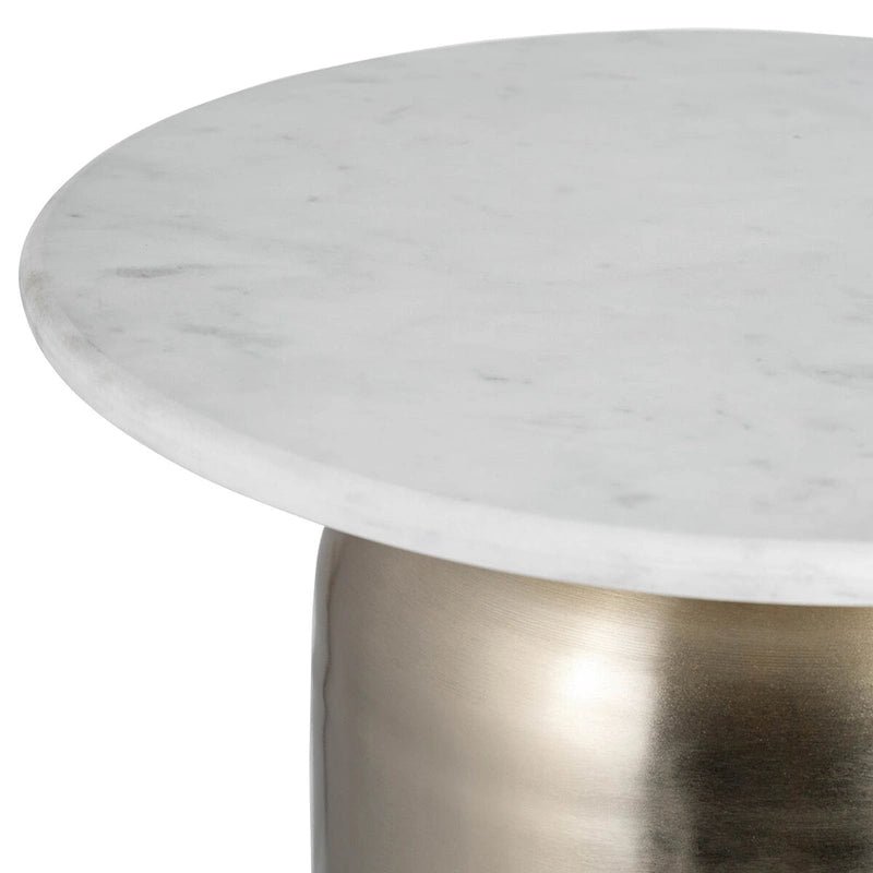 Table d'appoint moderne Sagebrook Home en marbre/métal blanc neutre et or - 16 x 16 x 23