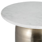 Table d'appoint moderne Sagebrook Home en marbre/métal blanc neutre et or - 16 x 16 x 23