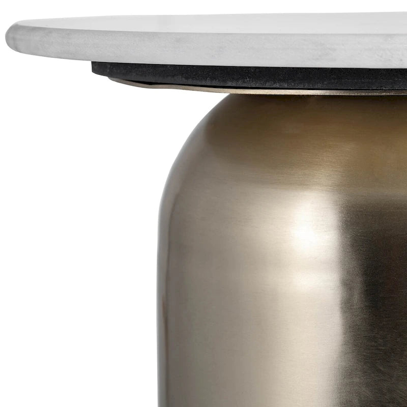 Table d'appoint moderne Sagebrook Home en marbre/métal blanc neutre et or - 16 x 16 x 23