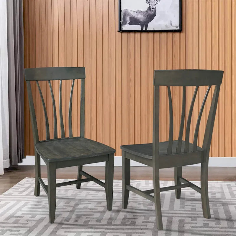 Chaises de salle à manger Soma en bois massif Fanback – Lot de 2, style classique