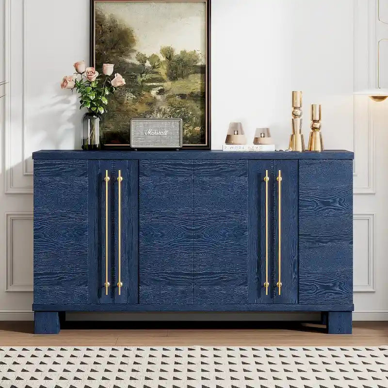 Buffet en bois de style traditionnel avec étagères réglables