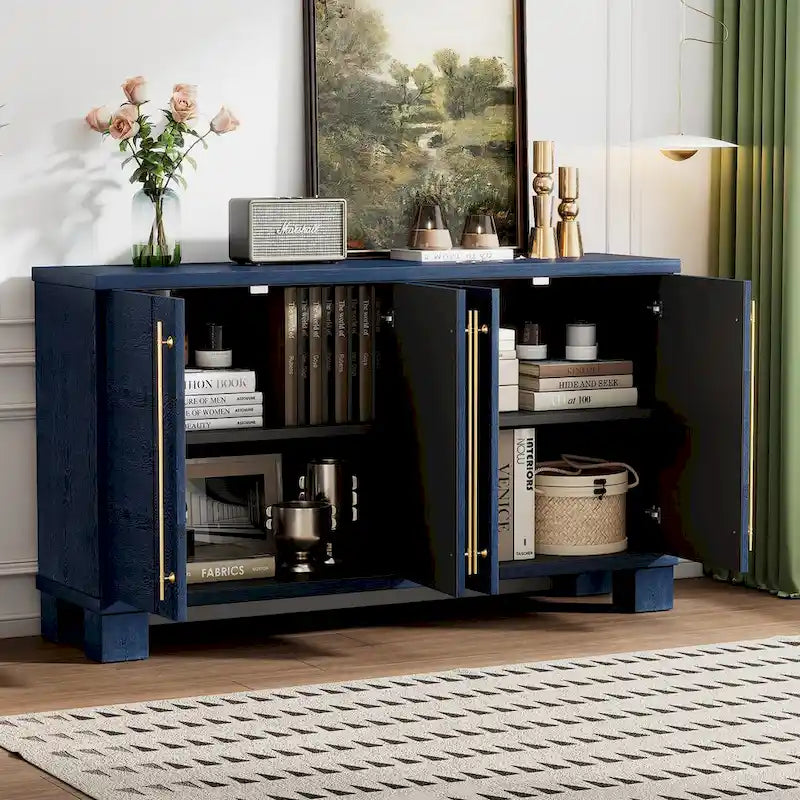 Buffet en bois de style traditionnel avec étagères réglables