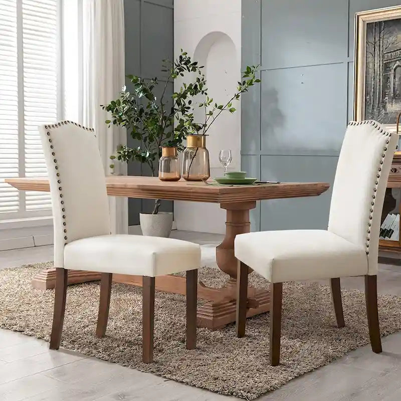 Lot de 2 chaises de salle à manger, chaises de salle à manger modernes du milieu du siècle, chaise longue d'extérieur pour salon et chambre à coucher, chaises d'appoint de cuisine blanches