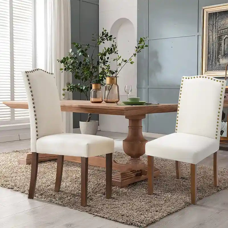 Lot de 2 chaises de salle à manger, chaises de salle à manger modernes du milieu du siècle, chaise longue d'extérieur pour salon et chambre à coucher, chaises d'appoint de cuisine blanches