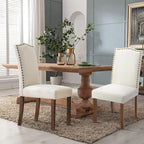 Lot de 2 chaises de salle à manger, chaises de salle à manger modernes du milieu du siècle, chaise longue d'extérieur pour salon et chambre à coucher, chaises d'appoint de cuisine blanches