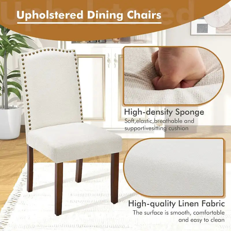 Lot de 2 chaises de salle à manger, chaises de salle à manger modernes du milieu du siècle, chaise longue d'extérieur pour salon et chambre à coucher, chaises d'appoint de cuisine blanches