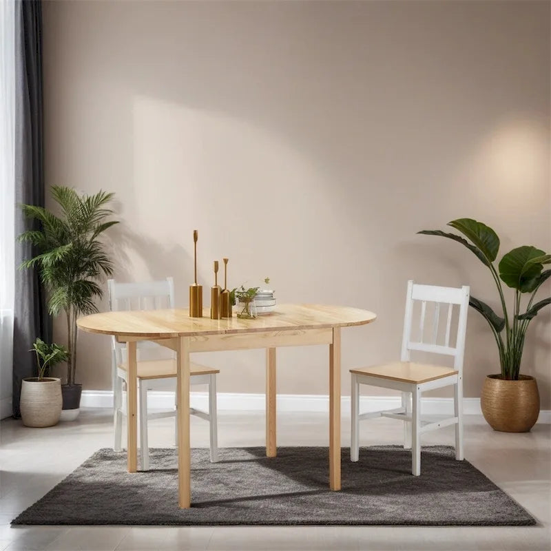 55 Solid Wood Kitchen Table,Drop Leaf Tables,Folding Dining Table