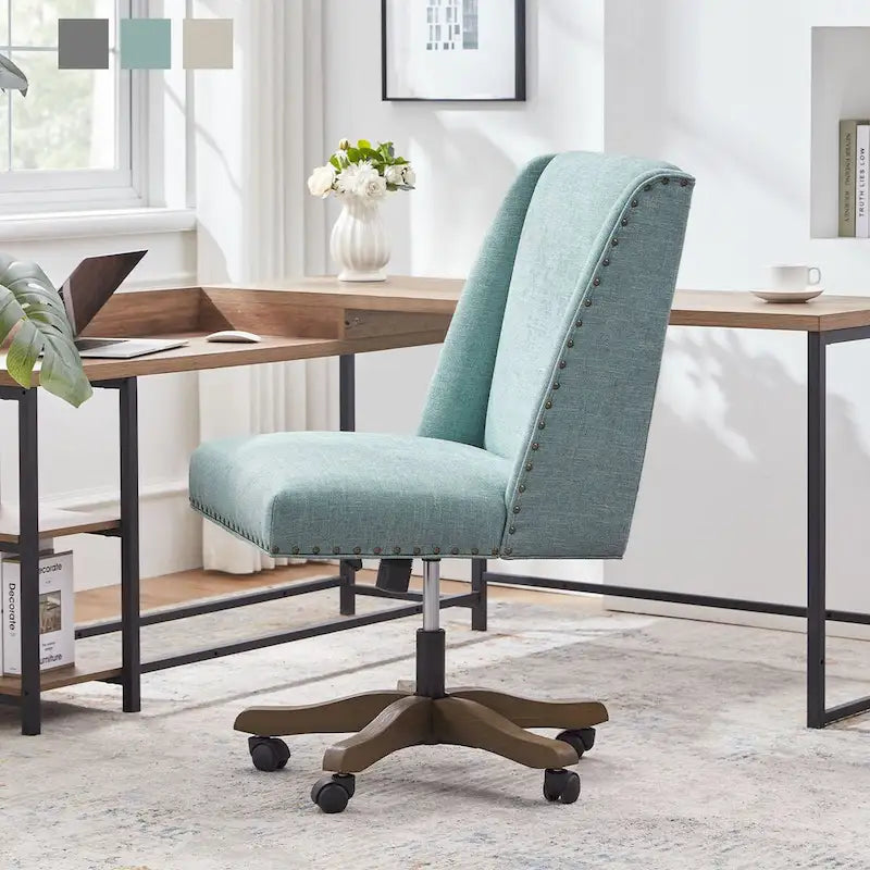 Chaise de bureau à roulettes Huimo, pivotante à 360°
