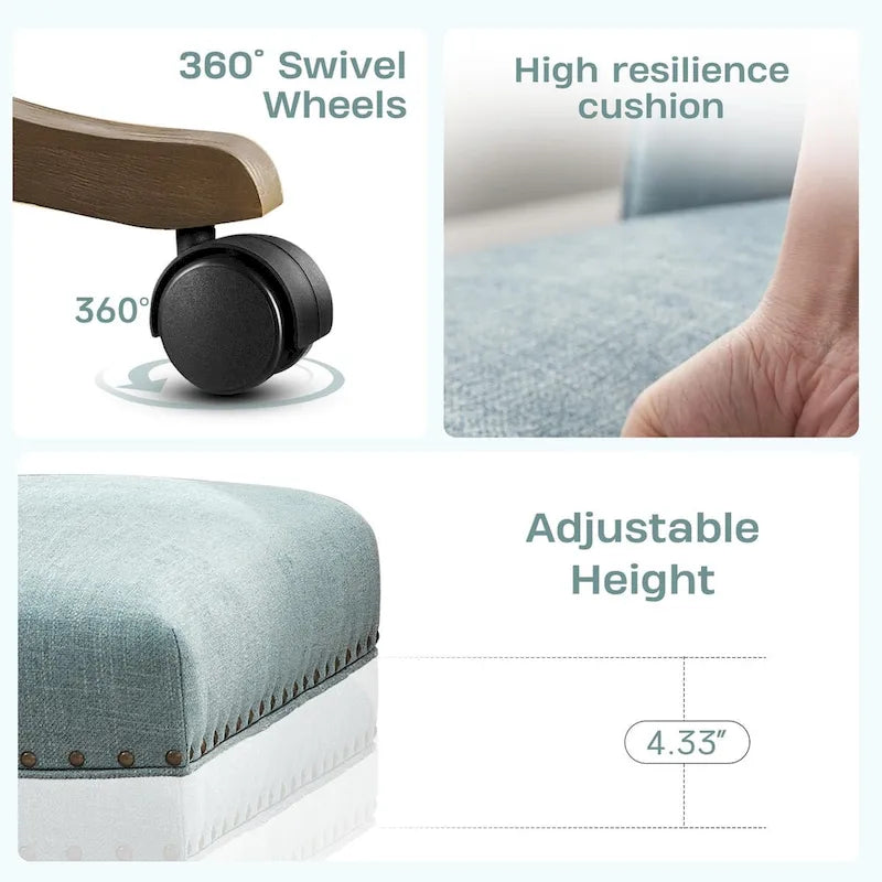 Chaise de bureau à roulettes Huimo, pivotante à 360°