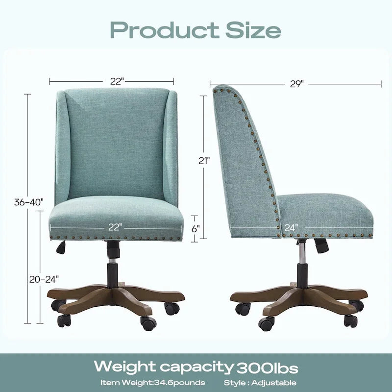 Chaise de bureau à roulettes Huimo, pivotante à 360°