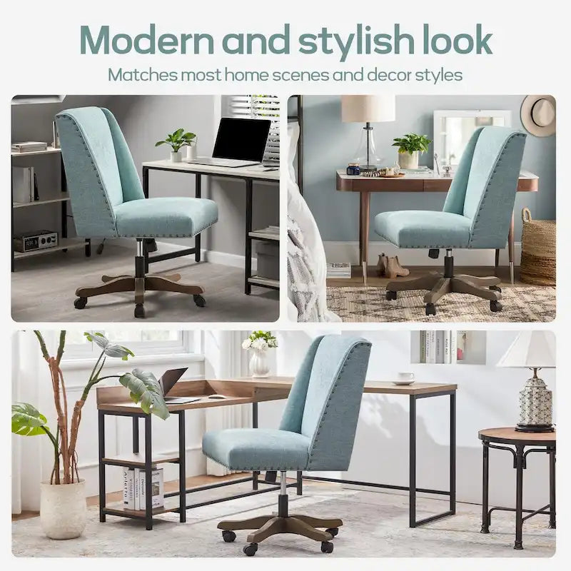Chaise de bureau à roulettes Huimo, pivotante à 360°