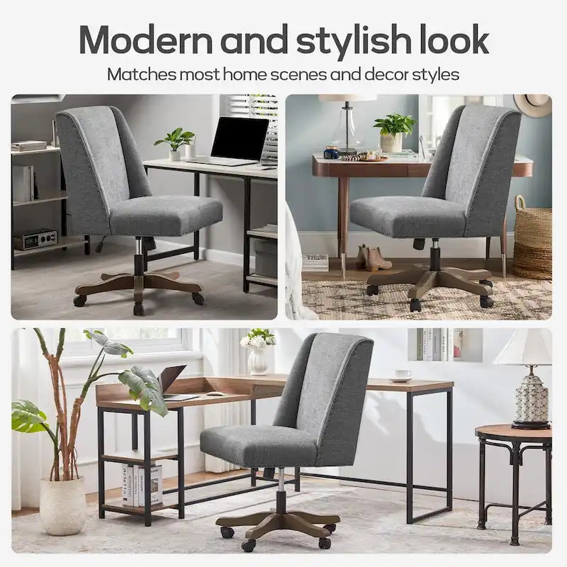 Chaise de bureau à roulettes Huimo, pivotante à 360°