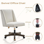 Chaise de bureau à roulettes Huimo, pivotante à 360°