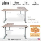 Bureau debout électrique BRODAN, bureau réglable en hauteur, en forme de L