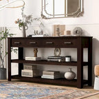 Table console d'entrée avec 4 tiroirs et 2 étagères pour couloir, salons
