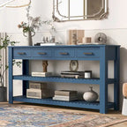 Table console d'entrée avec 4 tiroirs et 2 étagères pour couloir, salons