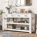 Table console d'entrée avec 4 tiroirs et 2 étagères pour couloir, salons