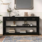 Table console d'entrée avec 4 tiroirs et 2 étagères pour couloir, salons