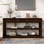 Table console d'entrée avec 4 tiroirs et 2 étagères pour couloir, salons