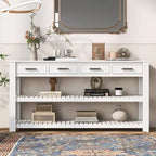 Table console d'entrée avec 4 tiroirs et 2 étagères pour couloir, salons