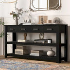 Table console d'entrée avec 4 tiroirs et 2 étagères pour couloir, salons