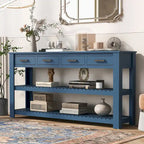 Table console d'entrée avec 4 tiroirs et 2 étagères pour couloir, salons