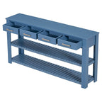 Table console d'entrée avec 4 tiroirs et 2 étagères pour couloir, salons