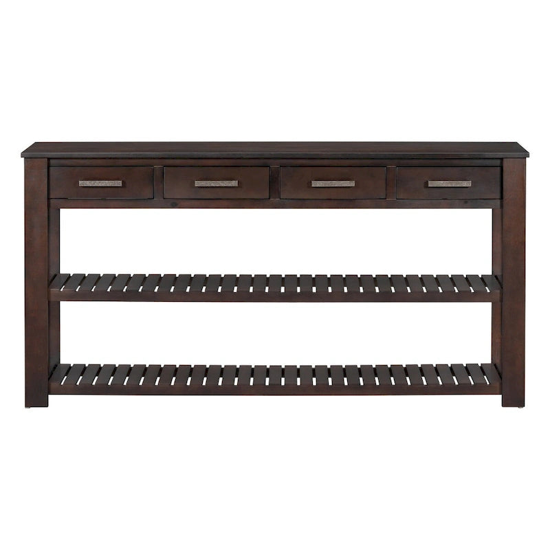 Table console d'entrée avec 4 tiroirs et 2 étagères pour couloir, salons