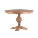 Table à manger ronde rustique en pin massif – Pied central, 4 places, 122 cm